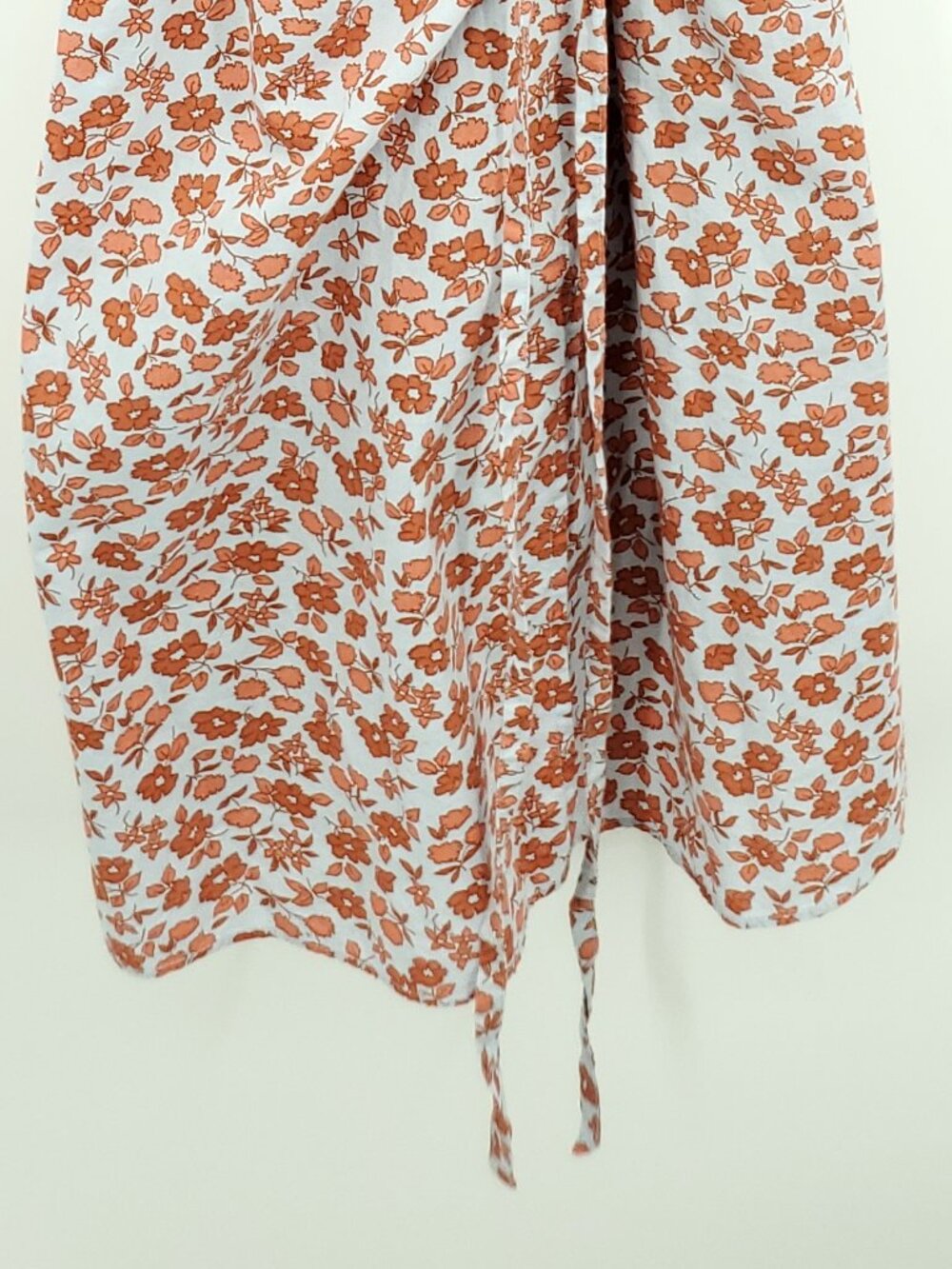 Madewell Fiore Floral Short Sleeve Cotton Wrap Dress XL Blue/Red-Orange Floral - Picture 9 of 15